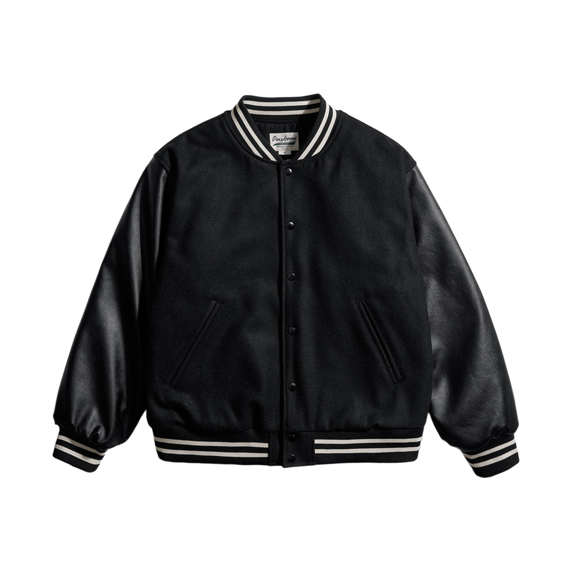 JUOT4592_Black_291 PERSTEP Becoming Varsity Jacket Black JUOT4592