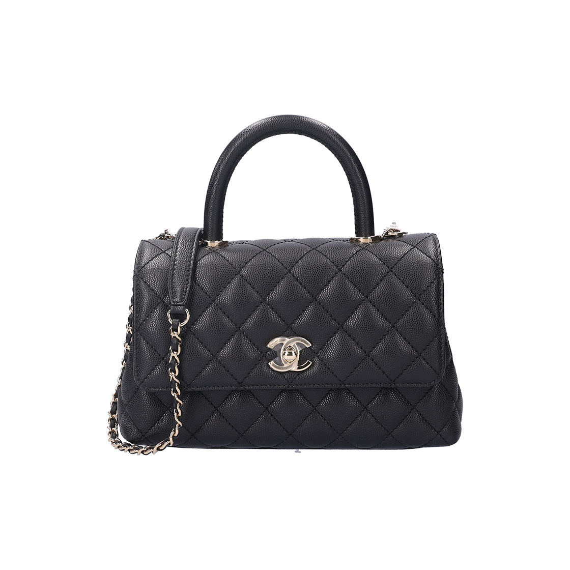 ITGHWCU35WRB Chanel Coco Handle Flap Bag Grained Calfskin Black