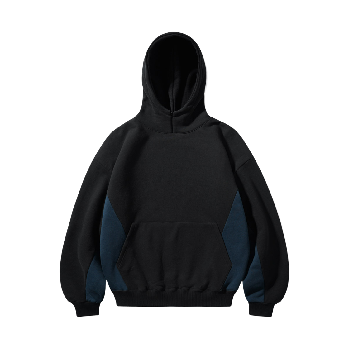 SHHD6685_Black_291 EZKATON Divide Neck-Up Brushed Hoodie Black SHHD6685