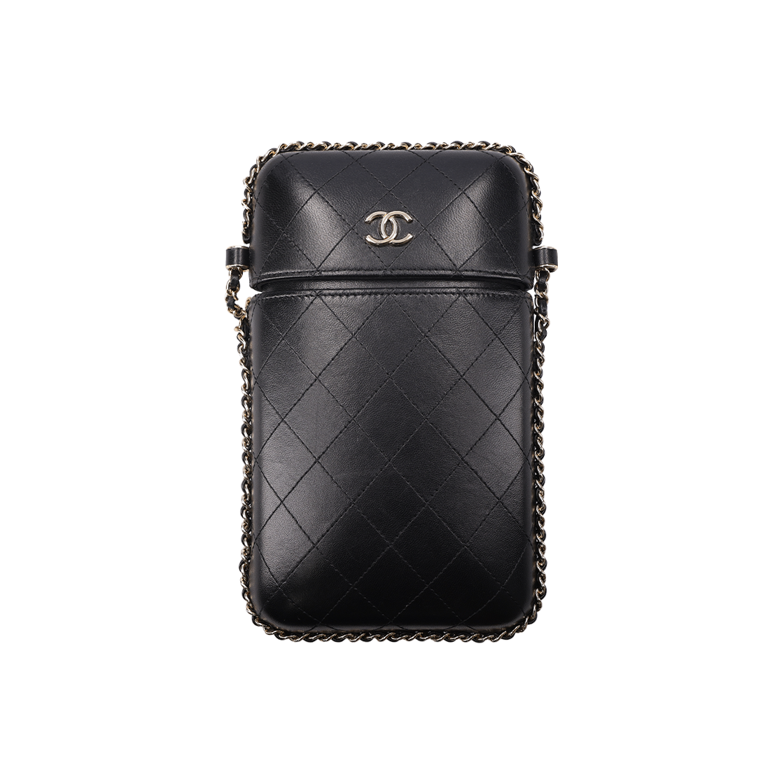 ITQ2R59PJR76 Chanel Chain Around Phone Holder Crossbody Bag Black