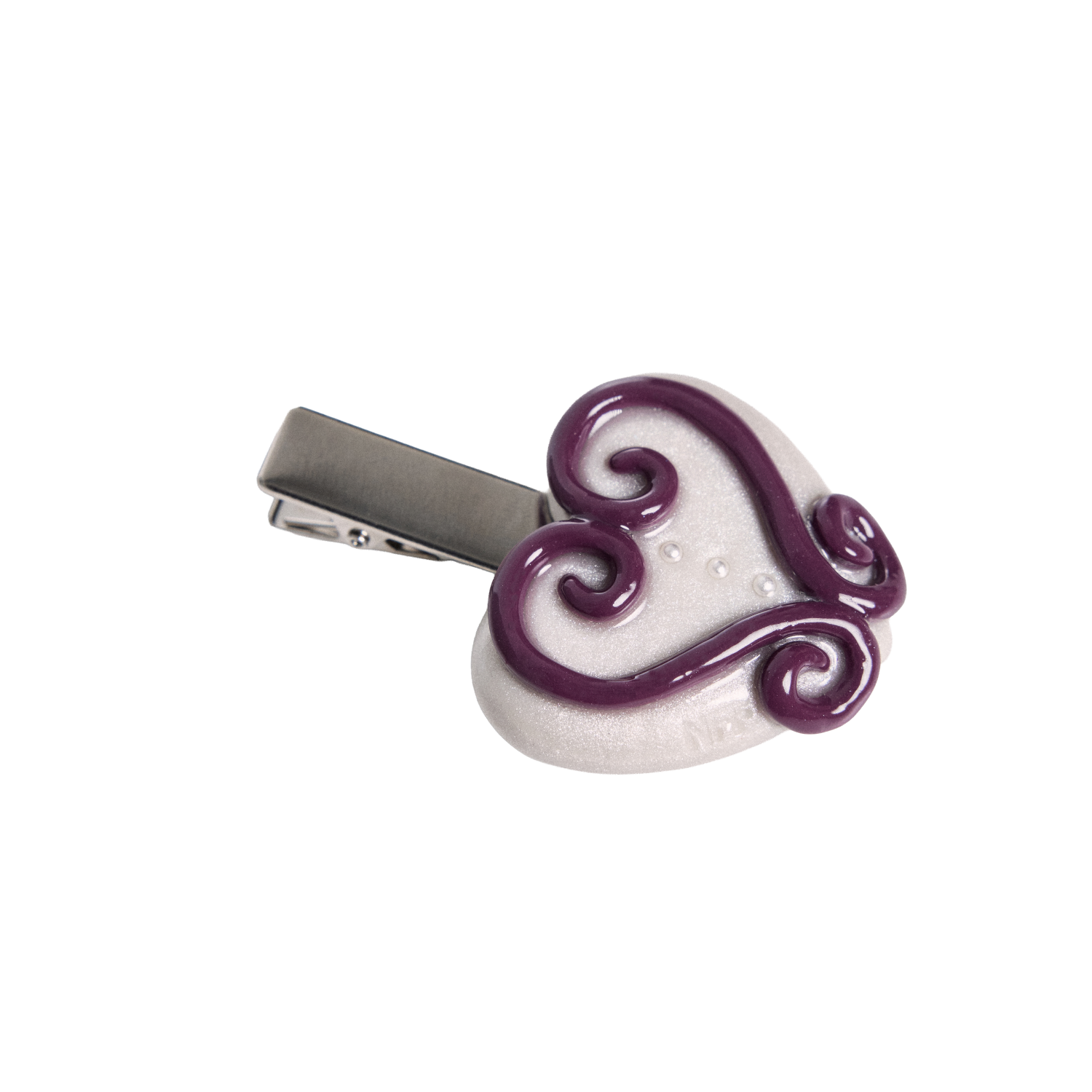 26FWJHAODBWHFF Nff Odette Big Heart Hairpin White