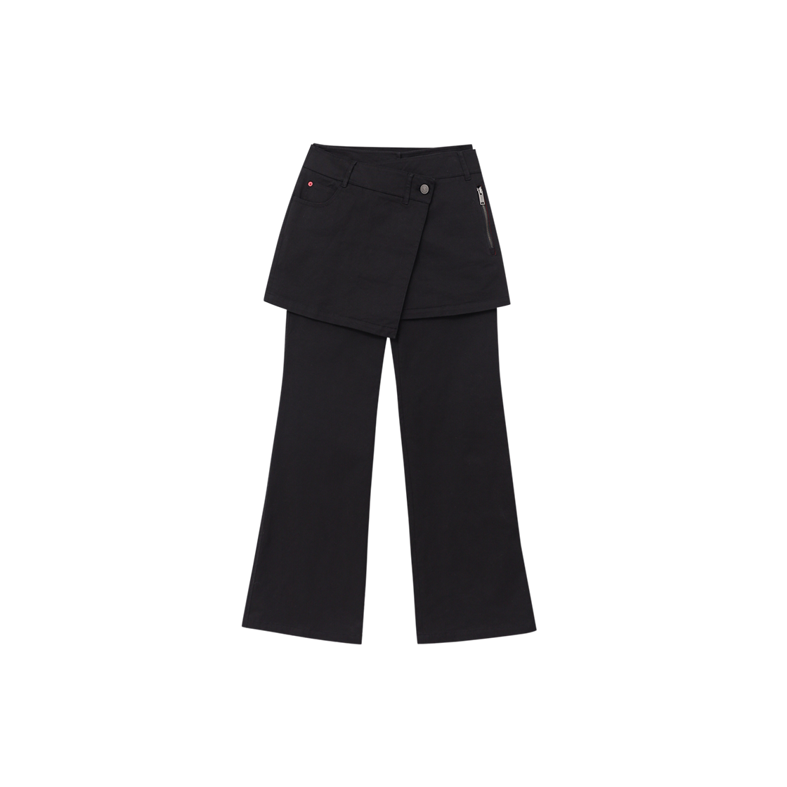 제뉴즈 레이어즈 스커트 부츠컷 팬츠 - 블랙(Znuz Layerez Skirt Bootcut Pants - Black)