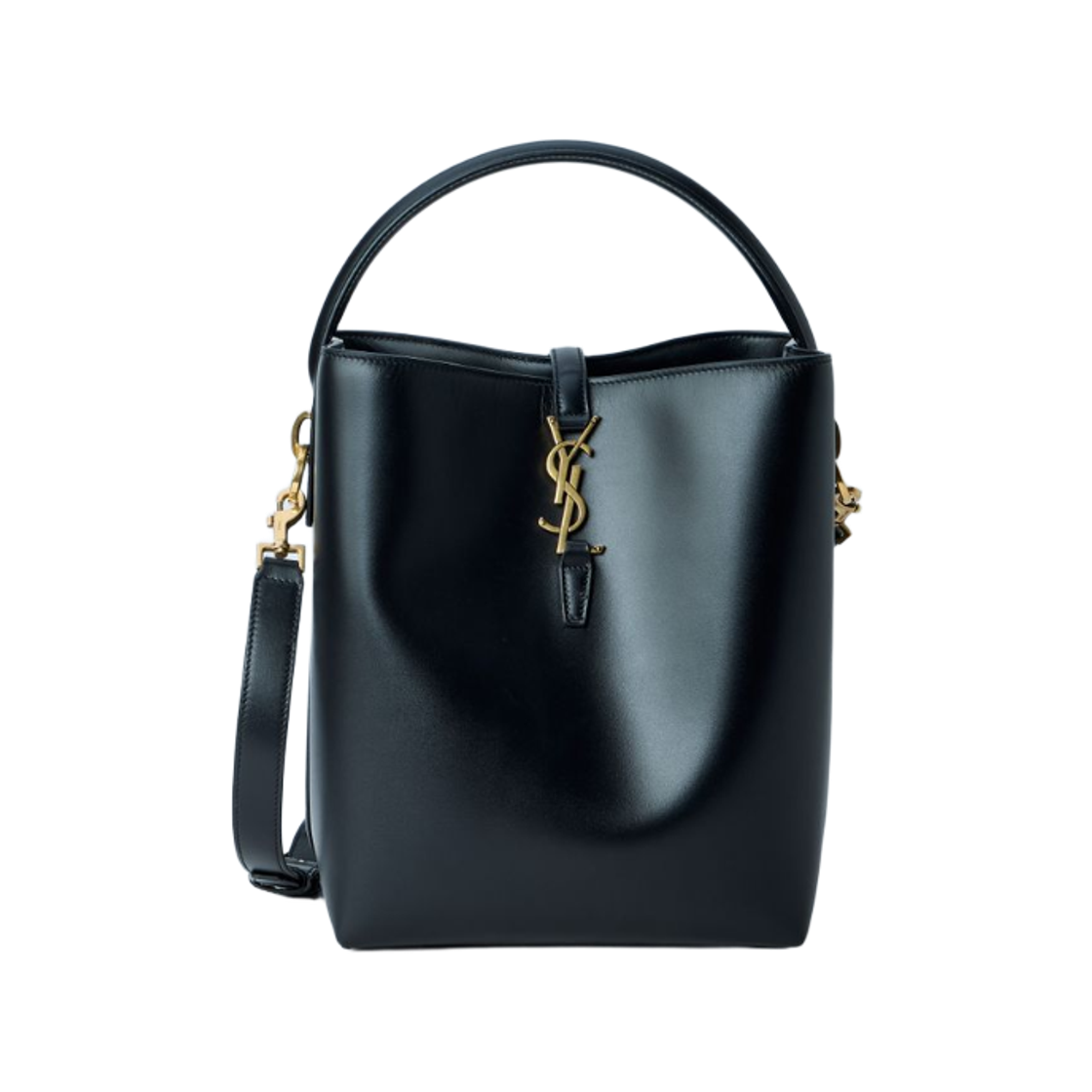 860941-2R20W-1000 Saint Laurent Leather Bucket Bag Black