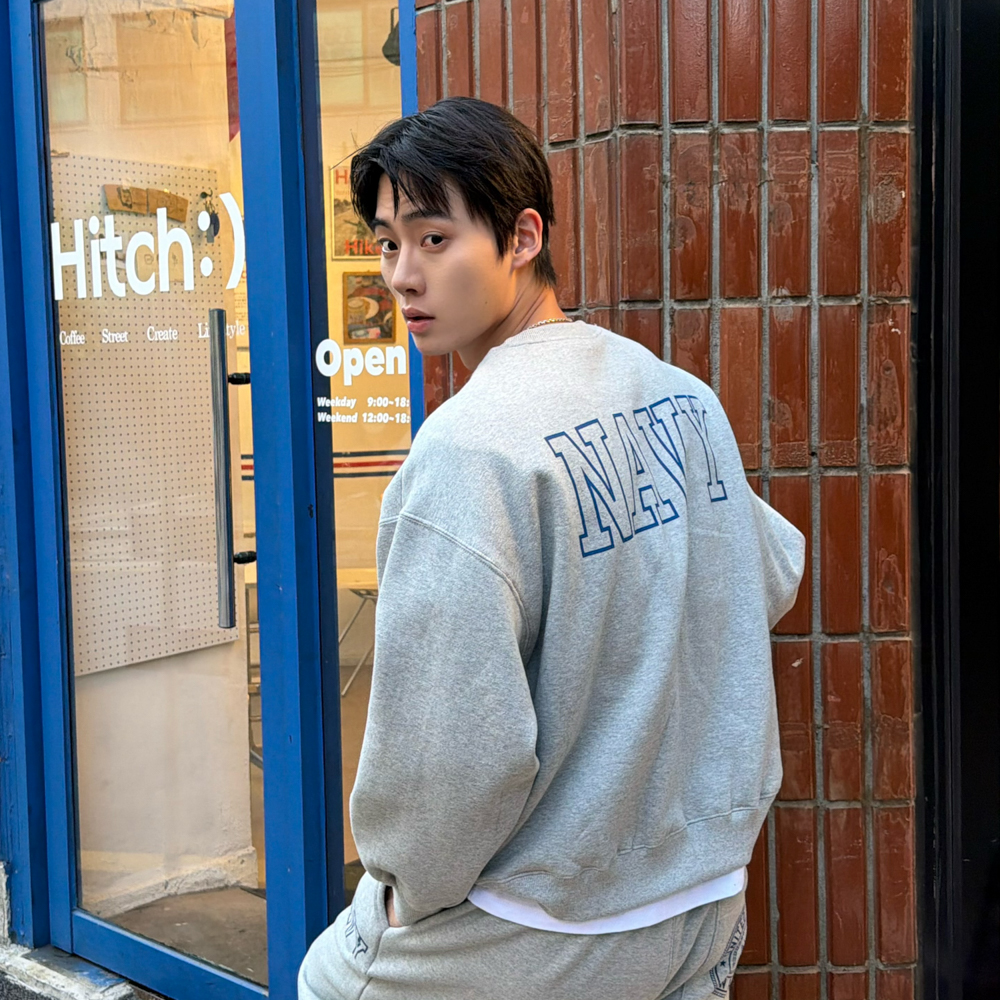 아모우 [기모] US 네이비 스웨트셔츠 그레이(AMOU [Fleece]  US Navy Sweat Shirts Gray) - 6