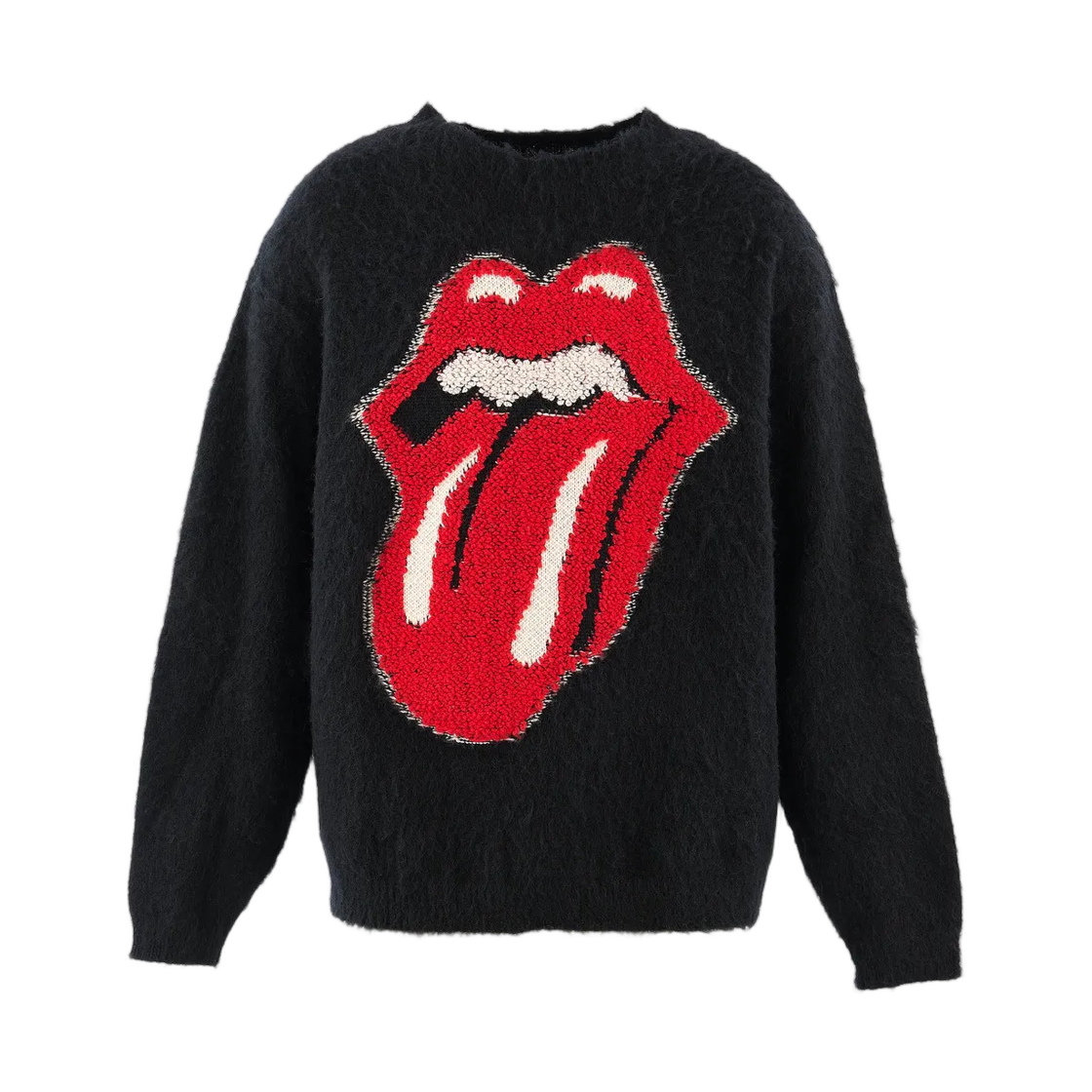 MK1-0000-C46 Saint Mxxxxxx x The Rolling Stones Lips&Tongue Crewneck Knit Black - 26AW