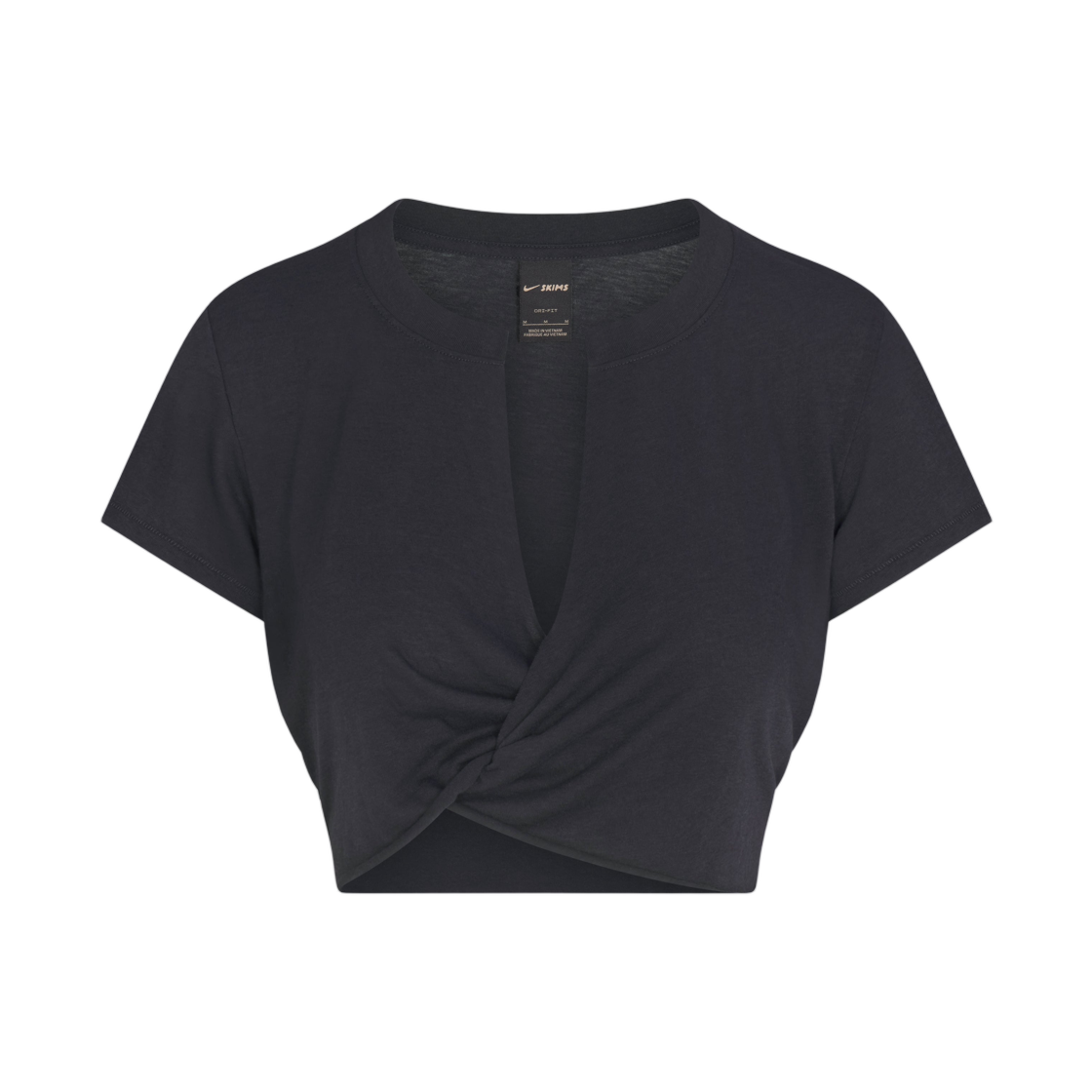 IV6646-054 (W) NikeSKIMS Performance Cotton Blend Short Sleeve V-Neck Crop Top Obsidian