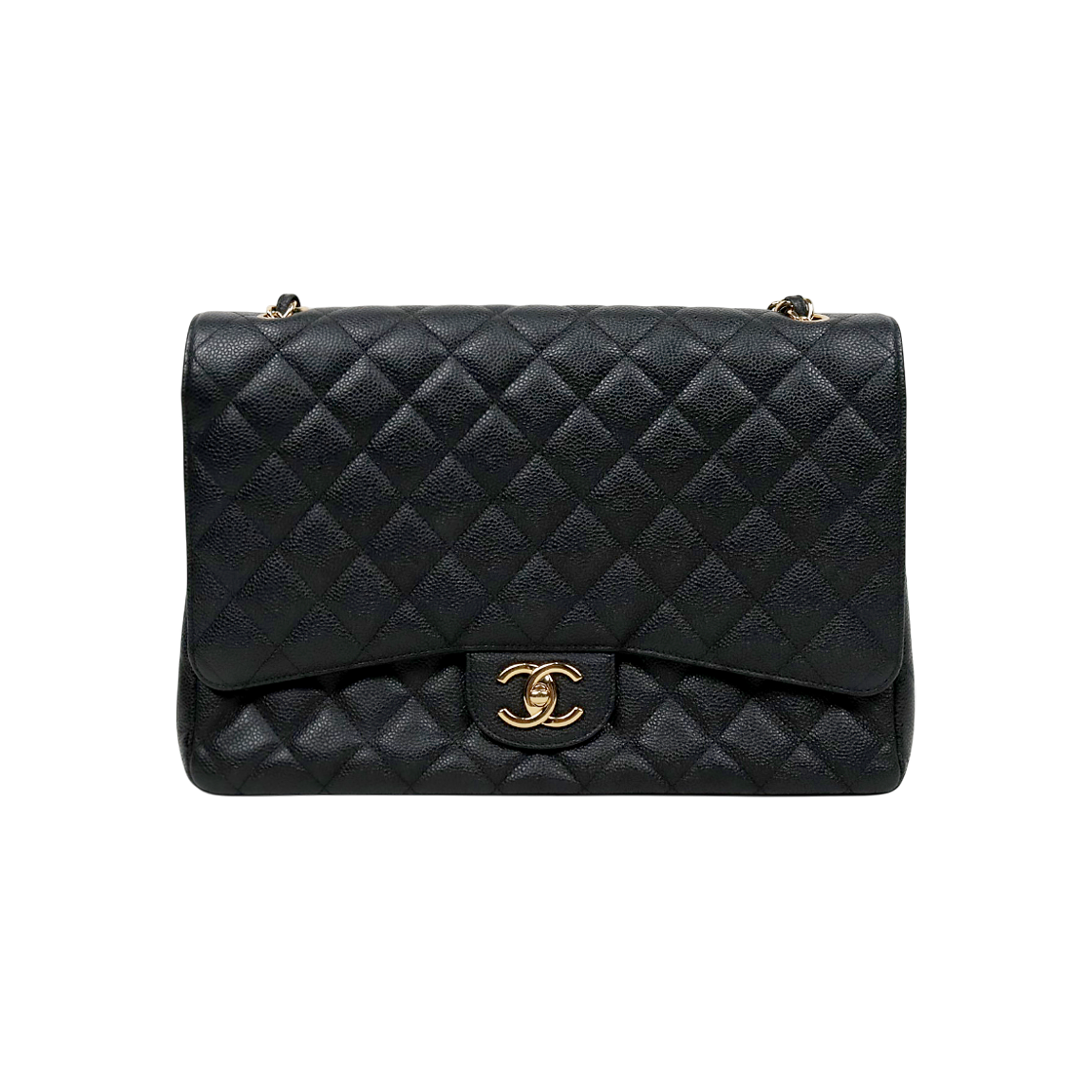 ITUUEIVIANRI Chanel Black Maxi Caviar Classic Double Flap Bag