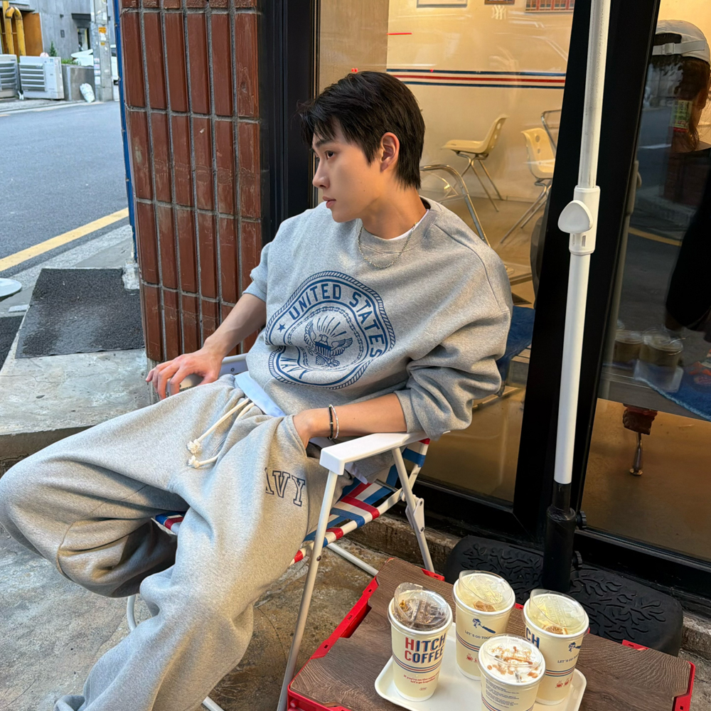 아모우 [기모] US 네이비 원 턱 스웨트팬츠 그레이(AMOU [Fleece]  US Navy One Tuck Sweat pants Gray) - 4