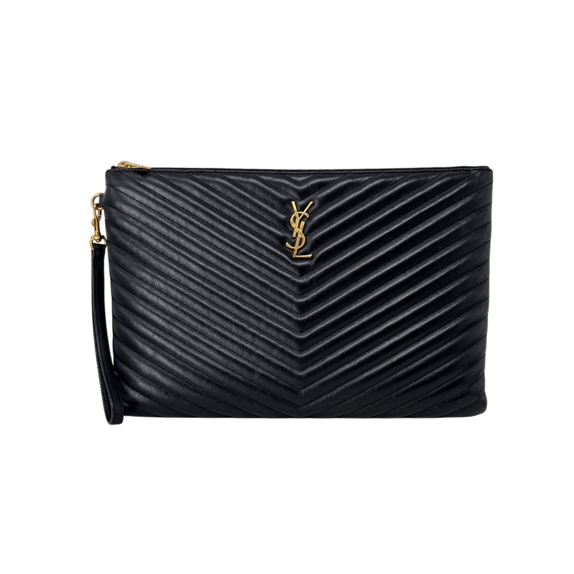 ITOG2BAKO8W5 Saint Laurent Monogram Matelasse Clutch Bag Black
