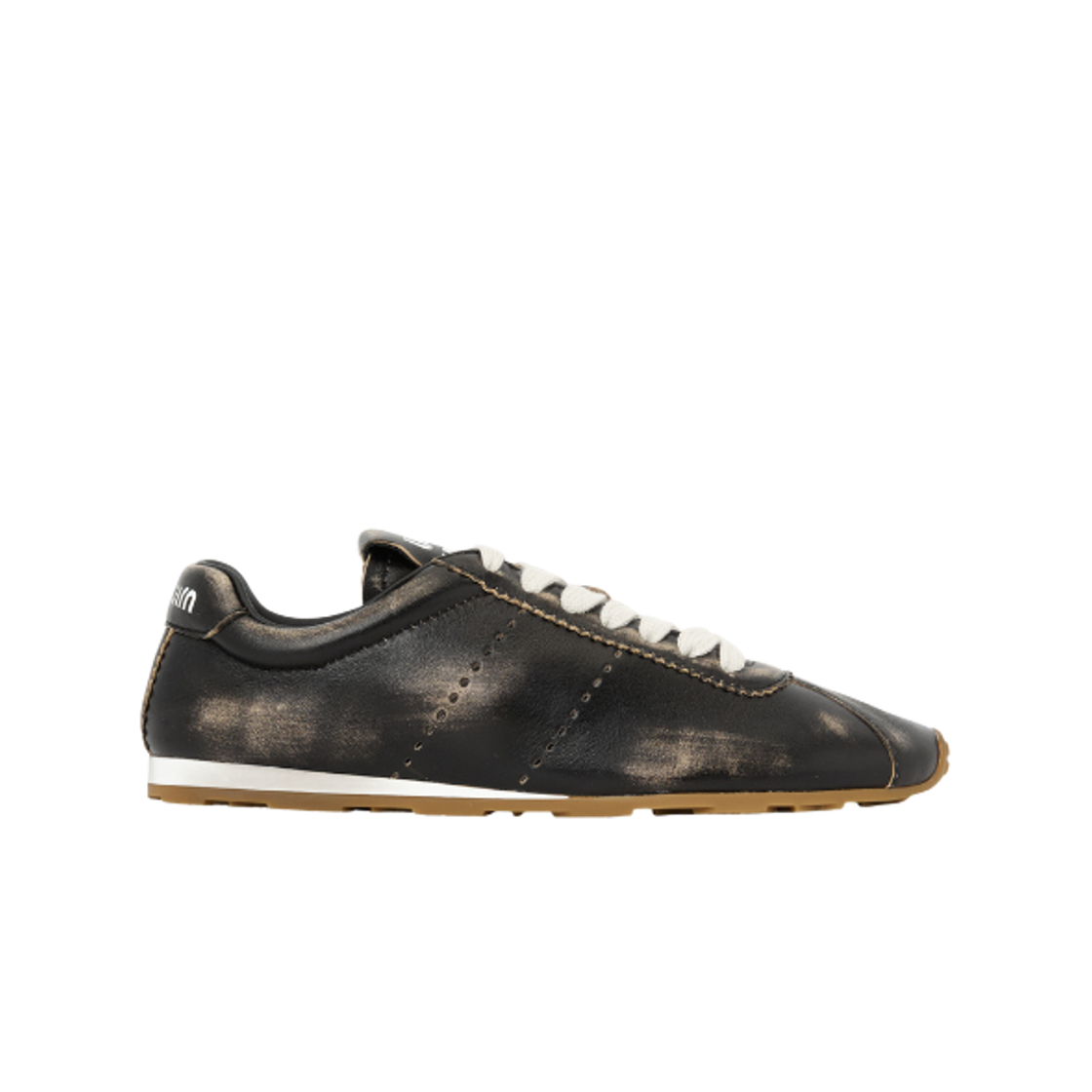 5E114E-3H02-F0002 (W) Miu Miu Bleached Nappa Leather Sneakers Black