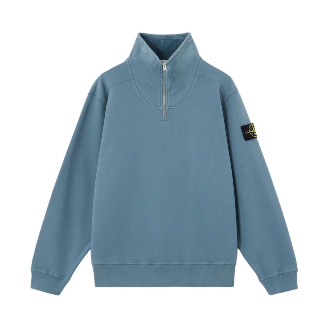 L2S1561000-21S0A20-V002B Stone Island 6100021 Brushed Organic Cotton Fleece Comfort-Fit Half-Zip Sweatshirt with Stand Collar Steel Blue - 26FW
