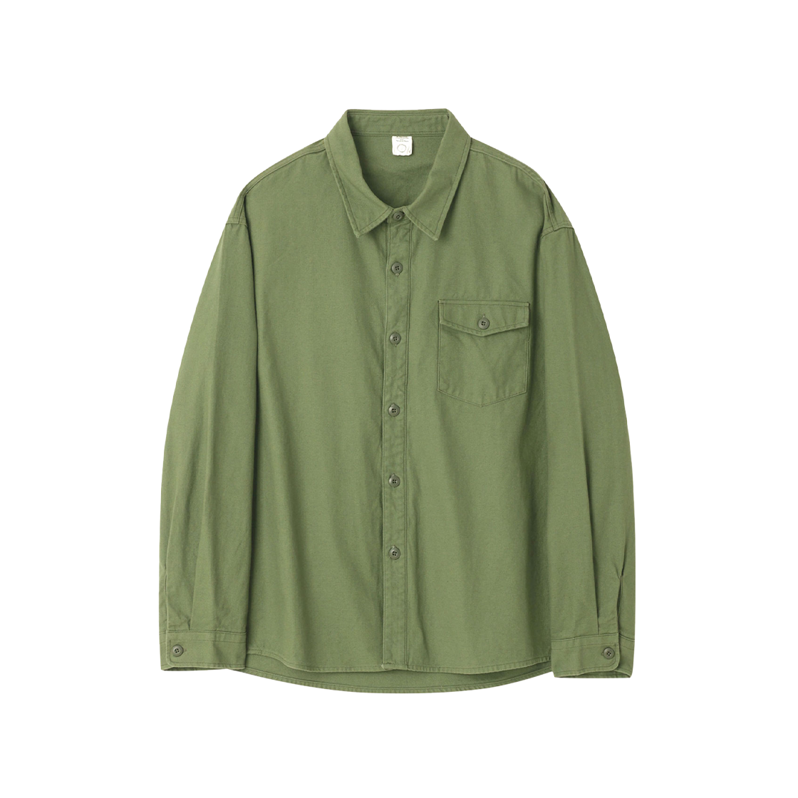 조우 백 사틴 원 포켓 레귤러 셔츠 워시드 카키(CHOWOO Back Satin One Pocket Regular Shirt Washed Khaki)