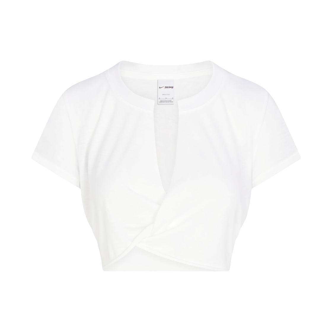 IV6646-125 (W) NikeSKIMS Performance Cotton Blend Short Sleeve V-Neck Crop Top Snow