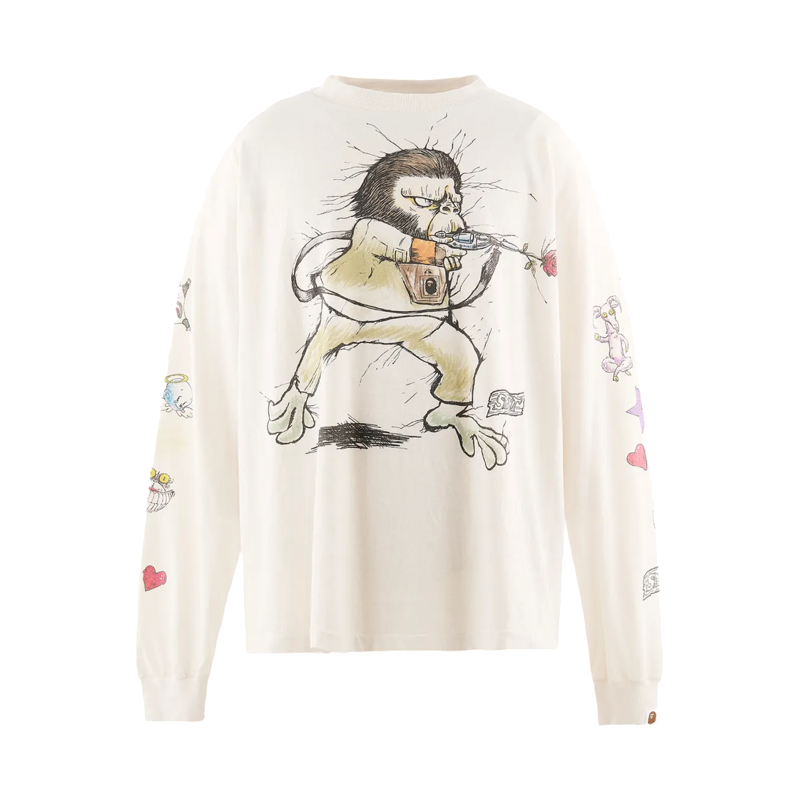 MK1-0000-C38 Saint Mxxxxxx x BAPE Running L/S T-Shirt White - 26AW
