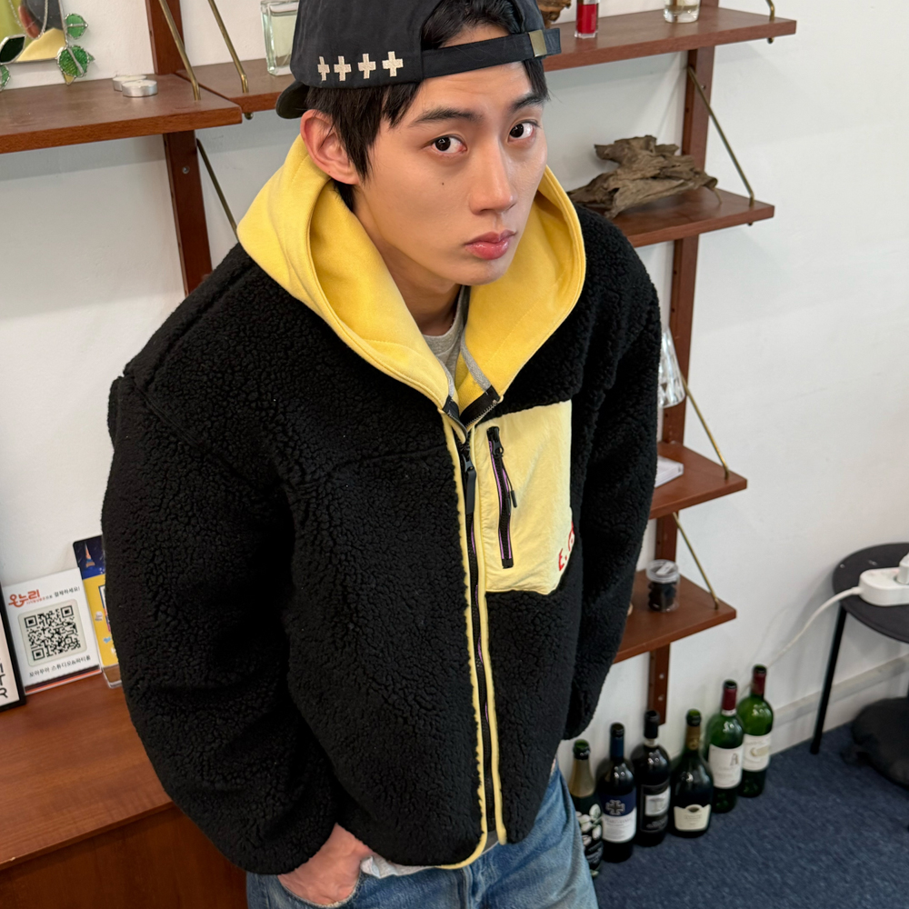 아모우 셰르파 플리스 집업 블랙(AMOU Sherpa Fleece Zip-Up Black) - 5
