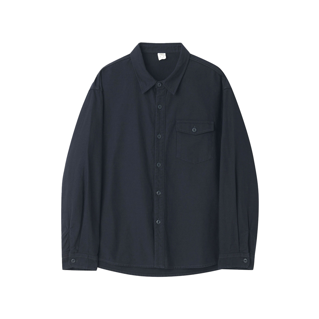 NCH26A-CT01WNV CHOWOO Back Satin One Pocket Regular Shirt Washed Navy