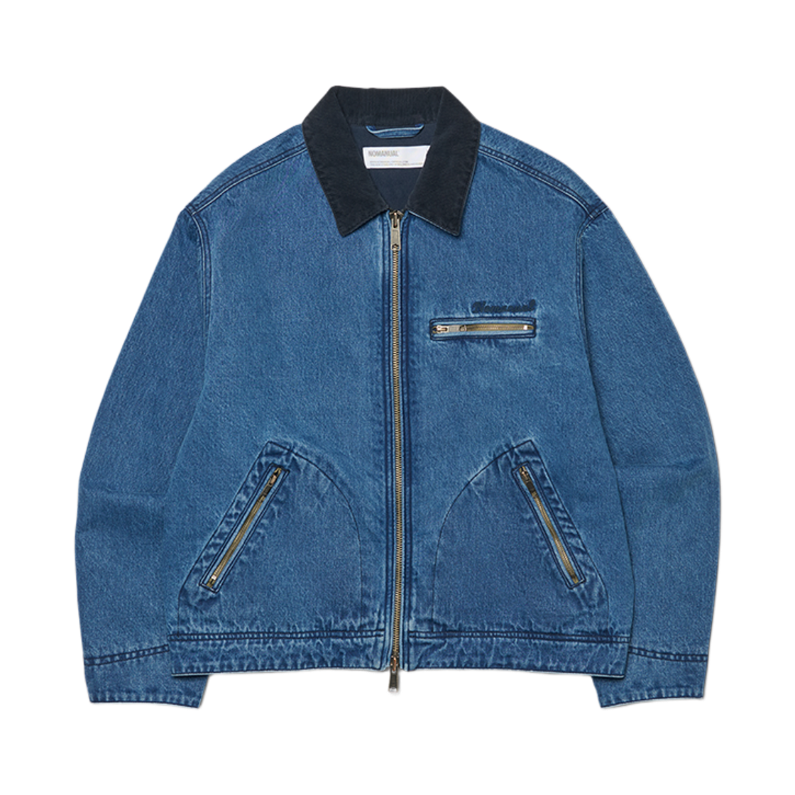노매뉴얼 워시드 데님 워크 자켓 블루(NOMANUAL Washed Denim Work Jacket Blue)
