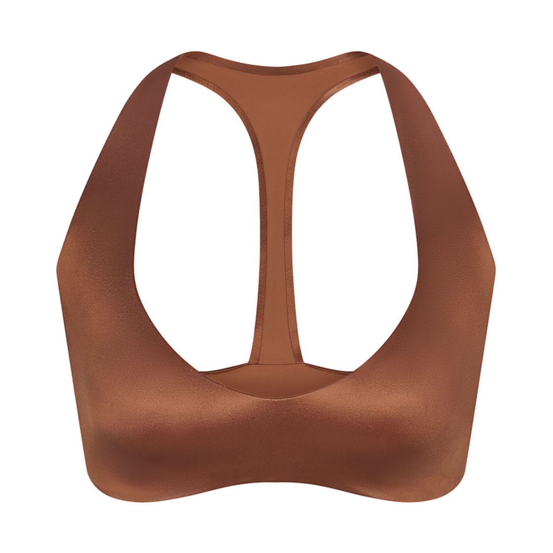 IR5082-263 (W) NikeSKIMS Satin Shine Plunge T-Back Bra Carob Brown