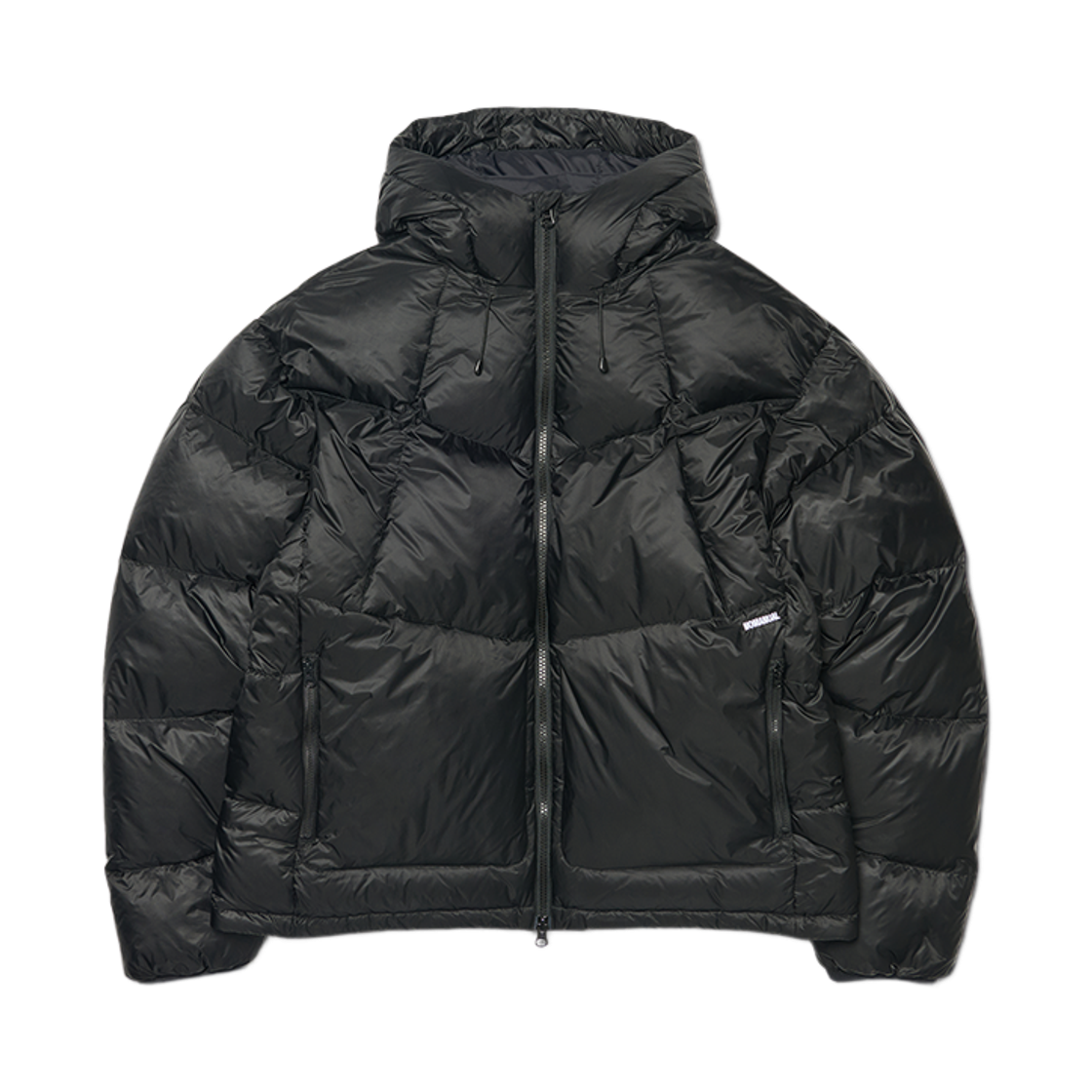 노매뉴얼 슬랜트 크롭 후디드 덕 다운 블랙(NOMANUAL Slant Crop Hooded Duck Down Black)