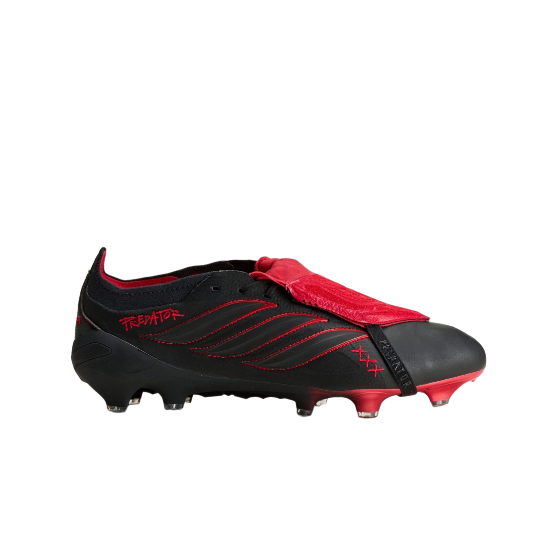 KK4190 Adidas Predator Elite Fold Over Tongue FG L-Tech Core Black Vivid Red