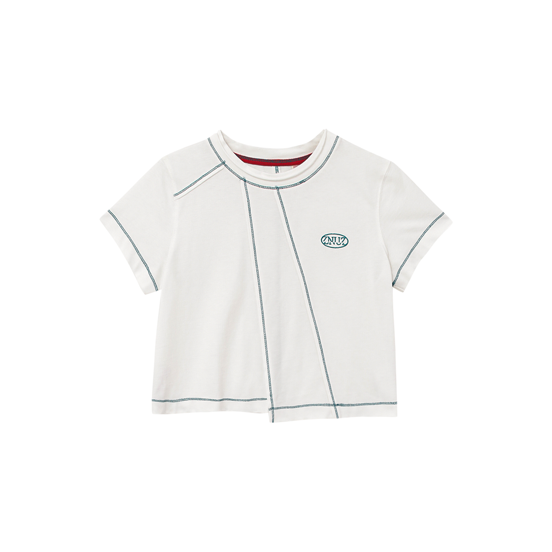 제뉴즈 스티치 라이너 언발런스 티셔츠 - 화이트(Znuz Stitch Liner Unbalance T-Shirt - White)