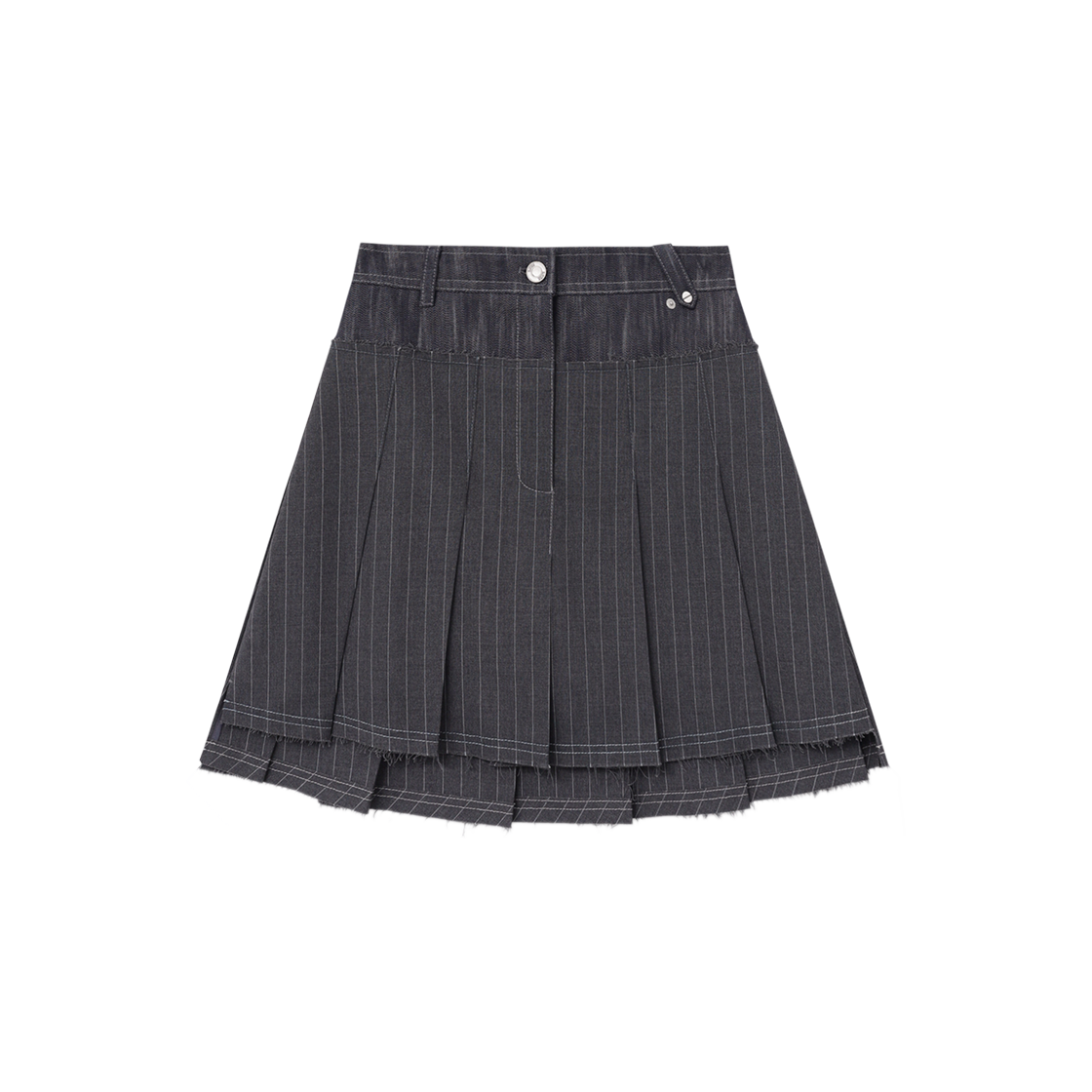 제뉴즈 스위프츠 언발란스 플리츠 스커트 - 그레이(Znuz Swiftz Unbalance Pleated Skirt - Grey)
