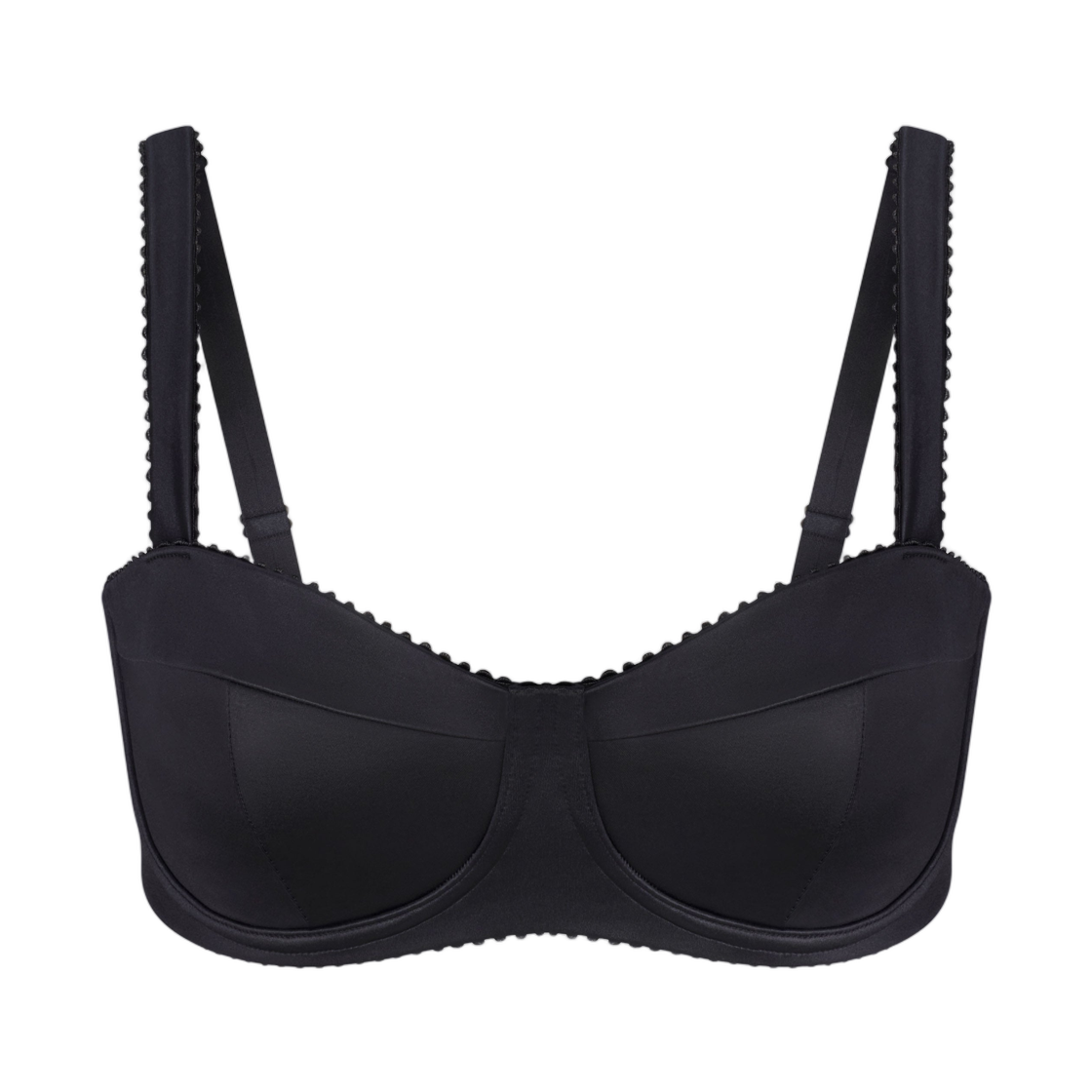 IV6685-054 (W) NikeSKIMS Satin Shine Paneled Picot Bra Obsidian