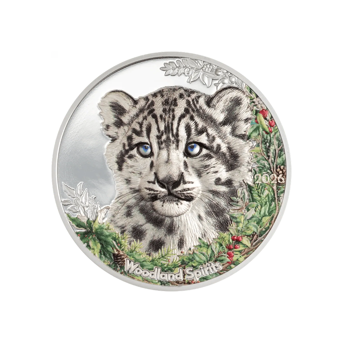 은 몽골 2026 우드랜드 스피릿 눈표범 코인 1온즈 (컬러 프루프 하이 릴리프)(Silver Mongolia 2026 Woodland Spirits Snow Leopard Coin 1 oz (Colorised Proof High Relief)) - 1