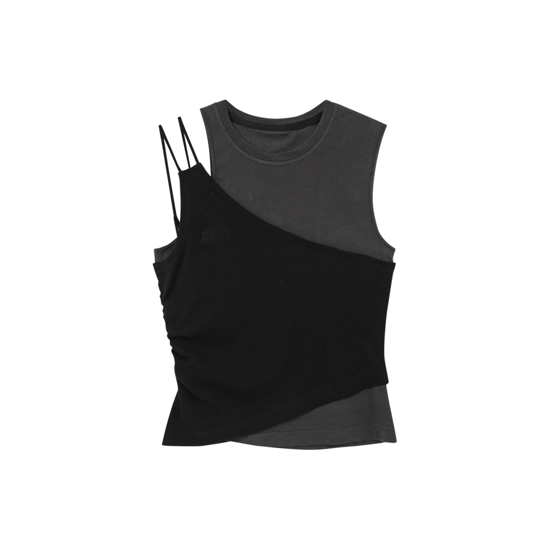 제뉴즈 투 라이너 셔링 슬리브리스 - 그레이(Znuz Two Liner Shirring Sleeveless - Grey) - 1