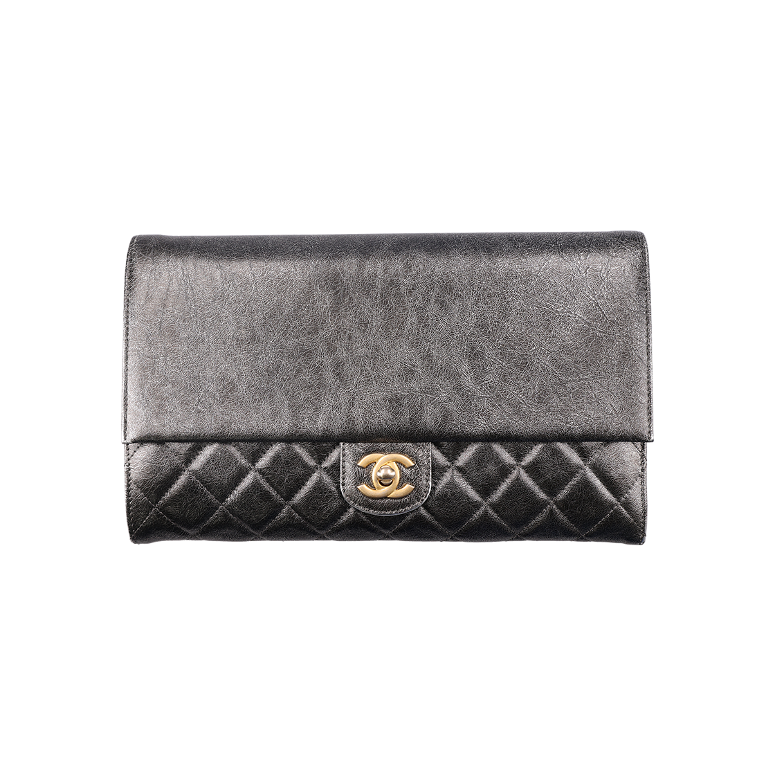 ITQFUTTFK92W Chanel Zip Away Chain Clutch Metallic Calfskin Gray