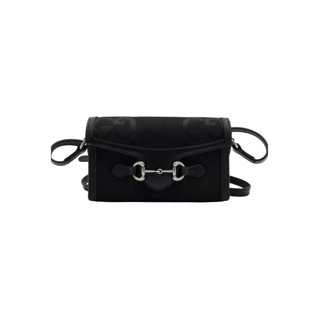 구찌 블랙 GG 캔버스 홀스빗 1955 은장 미니 크로스백(Gucci Black GG Canvas Horsebit 1955 Mini Crossbody Bag)