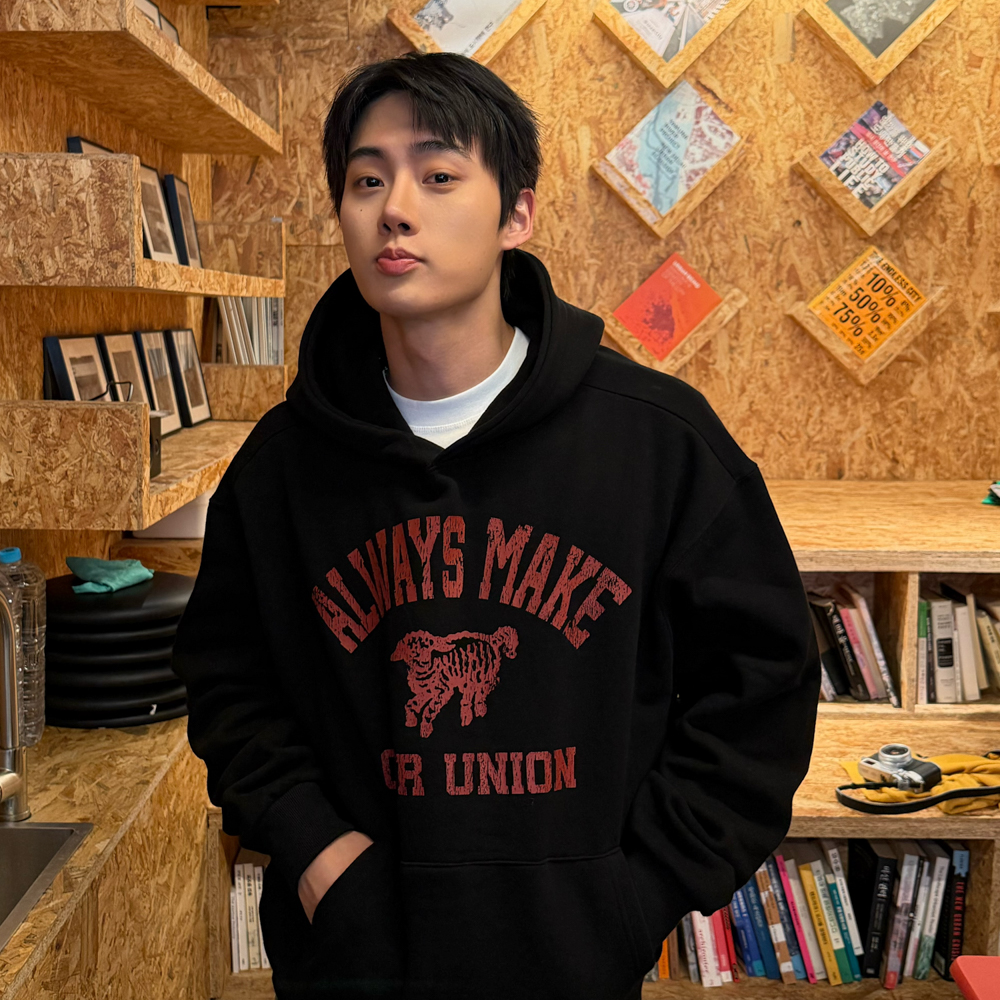아모우 [기모] 빈티지 램 후디 블랙(AMOU [Fleece] Vintage RAM Hoodie Black) - 3