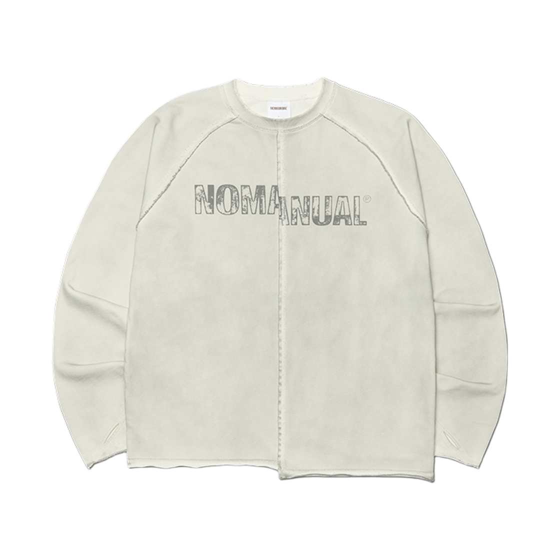 노매뉴얼 로우 스플릿 롱 슬리브 티 워시드 그레이(NOMANUAL Raw Split Long Sleeve Tee Washed Gray)