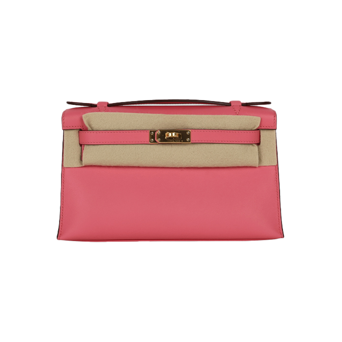IT5ACFS8PO5T Hermes Rose Azalee Swift Kelly Pouch
