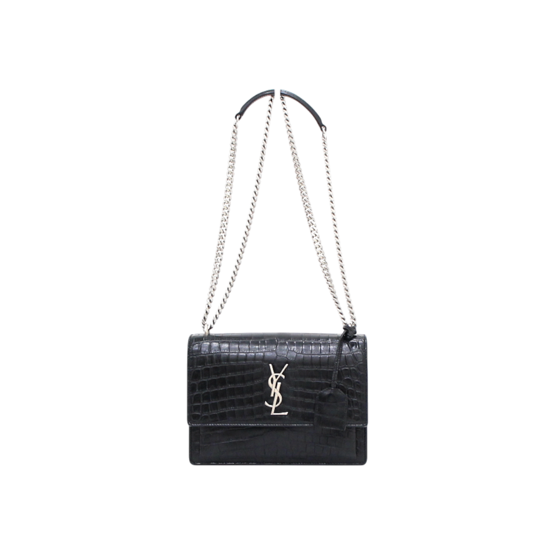 IT988VENU8UJ Saint Laurent Crocodile Embossed Medium Sunset Monogram Shoulder Bag