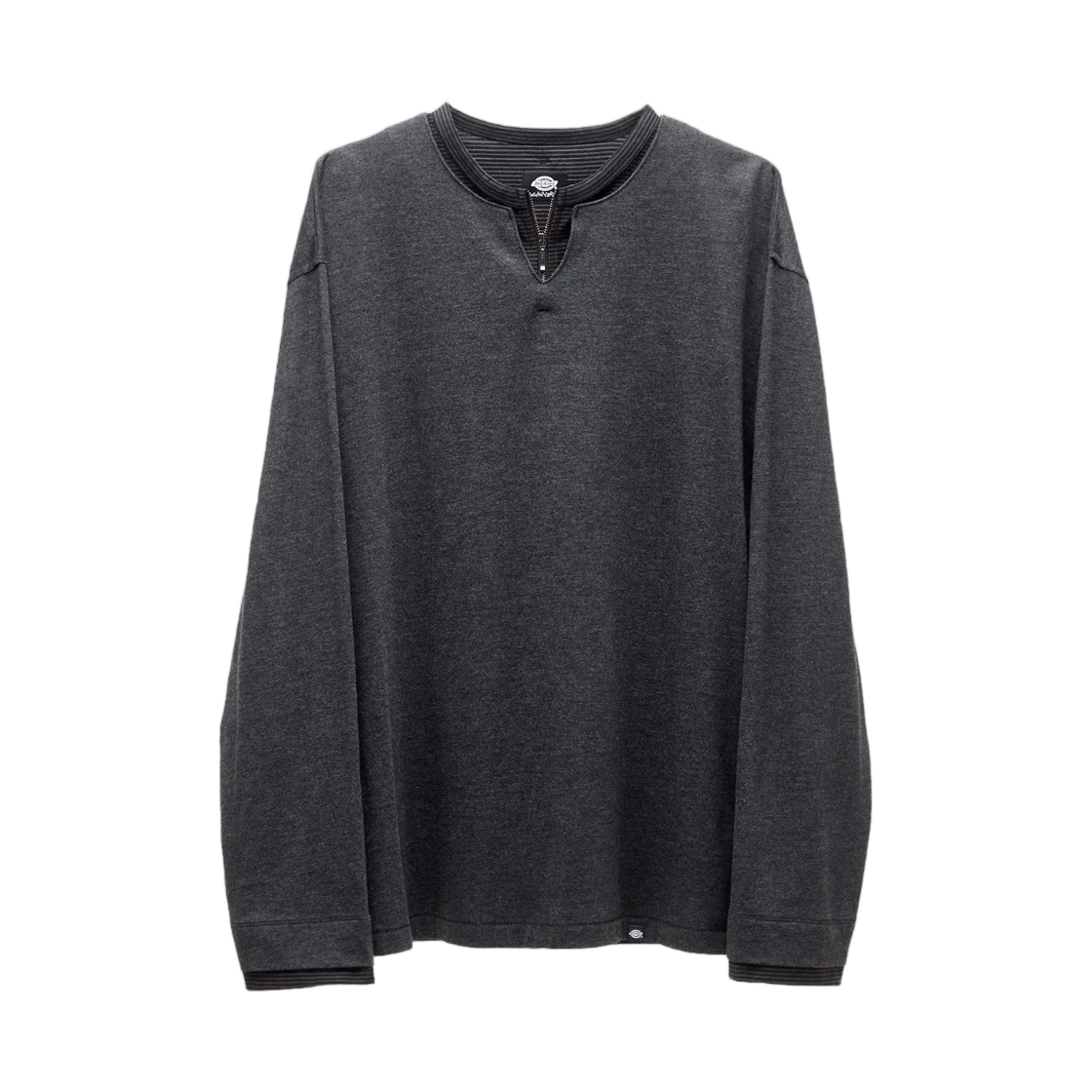 해칭룸 x 디키즈 레이어드 헨리 넥 티셔츠 다크 M.그레이(Hatchingroom x Dickies Layered Henley Neck T-Shirt Dark M.Grey)