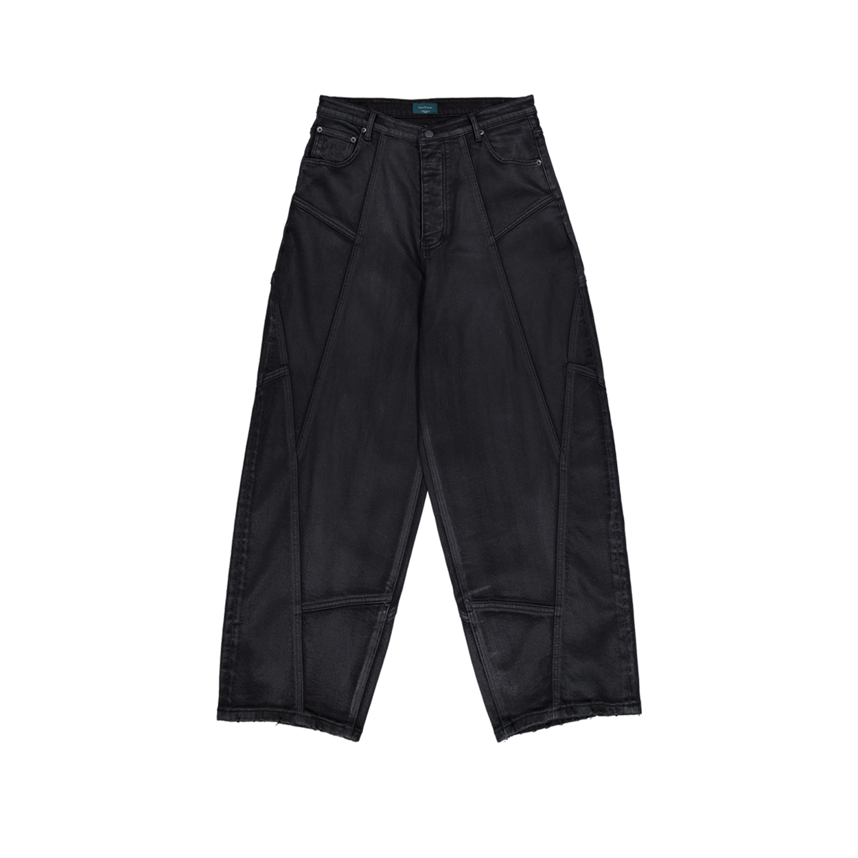 언더마이카 크로스 패널 코티드 배기 진 카본 블랙(Undermycar Cross Panel Coated Baggy Jeans Carbon Black)