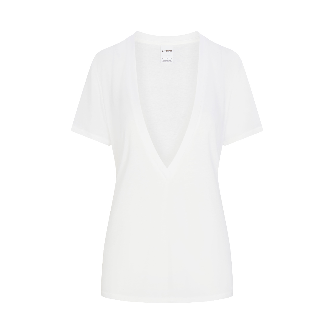 IV6868-125 (W) NikeSKIMS Performance Cotton Blend Short Sleeve V-Neck Top Snow
