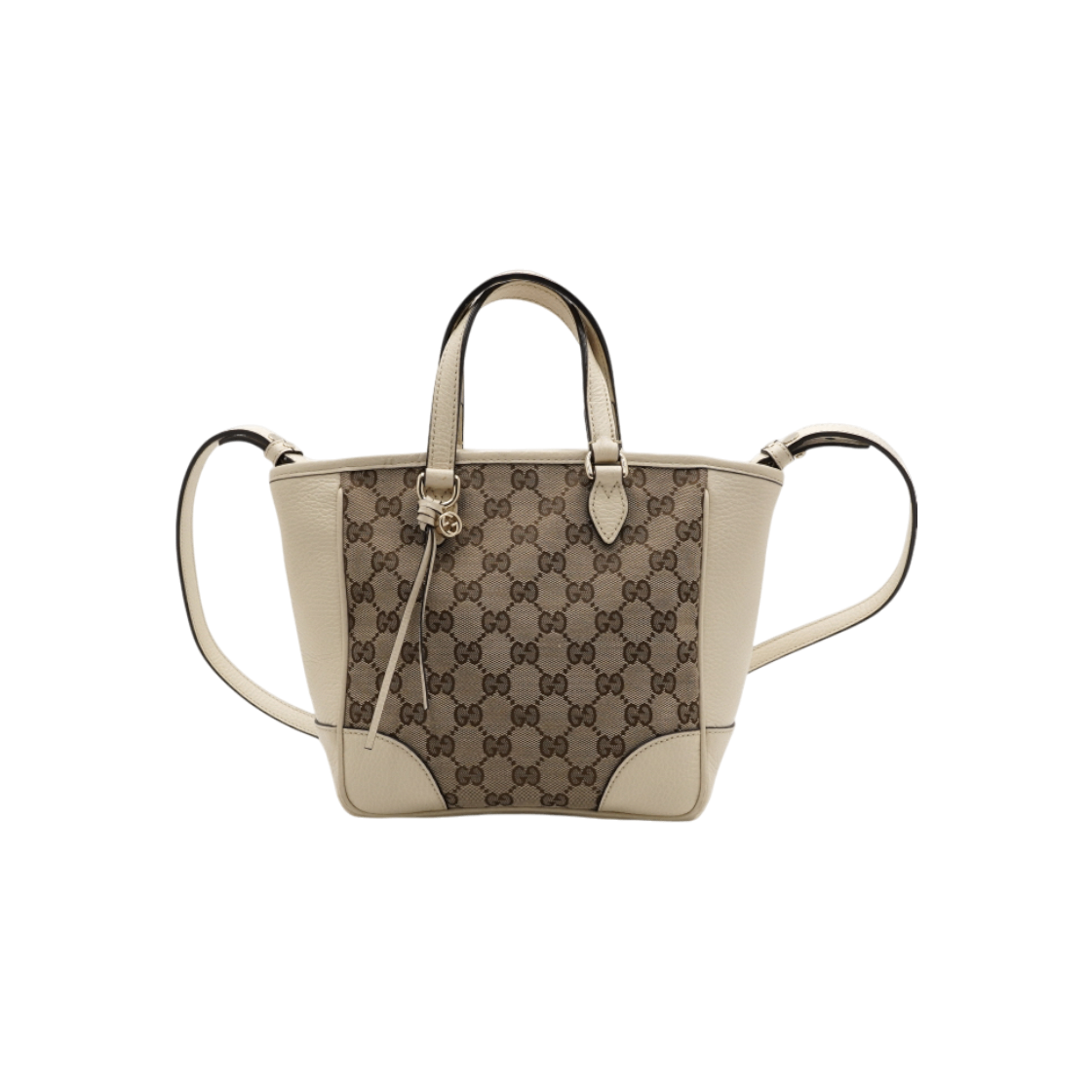 ITWU2LNUPT8A Gucci GG Canvas White Leather Small Tote Bag