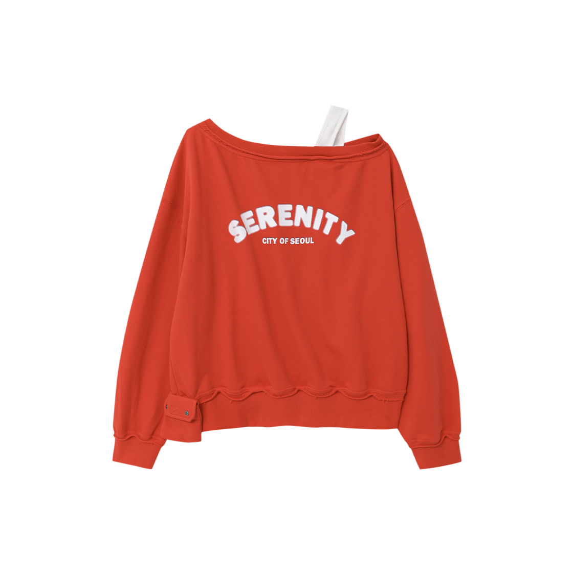 제뉴즈 드롭즈 원숄더 스웨트셔츠 - 레드(Znuz Dropz One-Shoulder Sweatshirt - Red) - 1