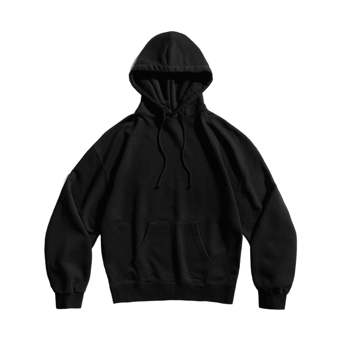 SMHD4585_Black_291 PERSTEP Grain Pigment Wide Hoodie Black SMHD4585