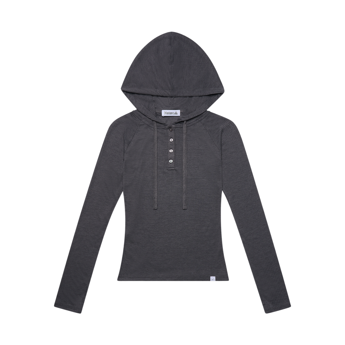 HIS26PF0001TCH Heisan Sheer Hooded Long Sleeve Tee - Charcoal