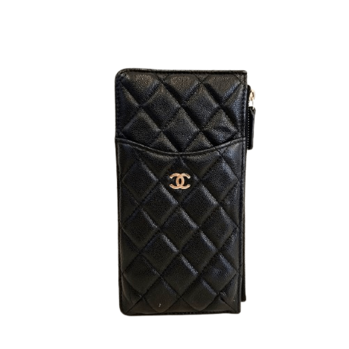 ITF5TQO4EUQ2 Chanel Classic Caviar Phone Pouch Wallet Black