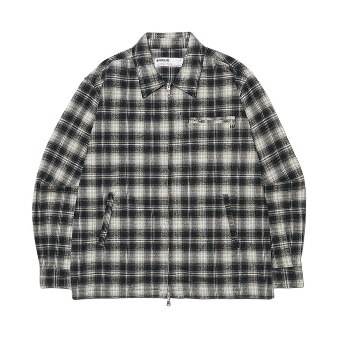 NMWF62SH04BLK NOMANUAL Flannel Full Zip Check Shirt Black
