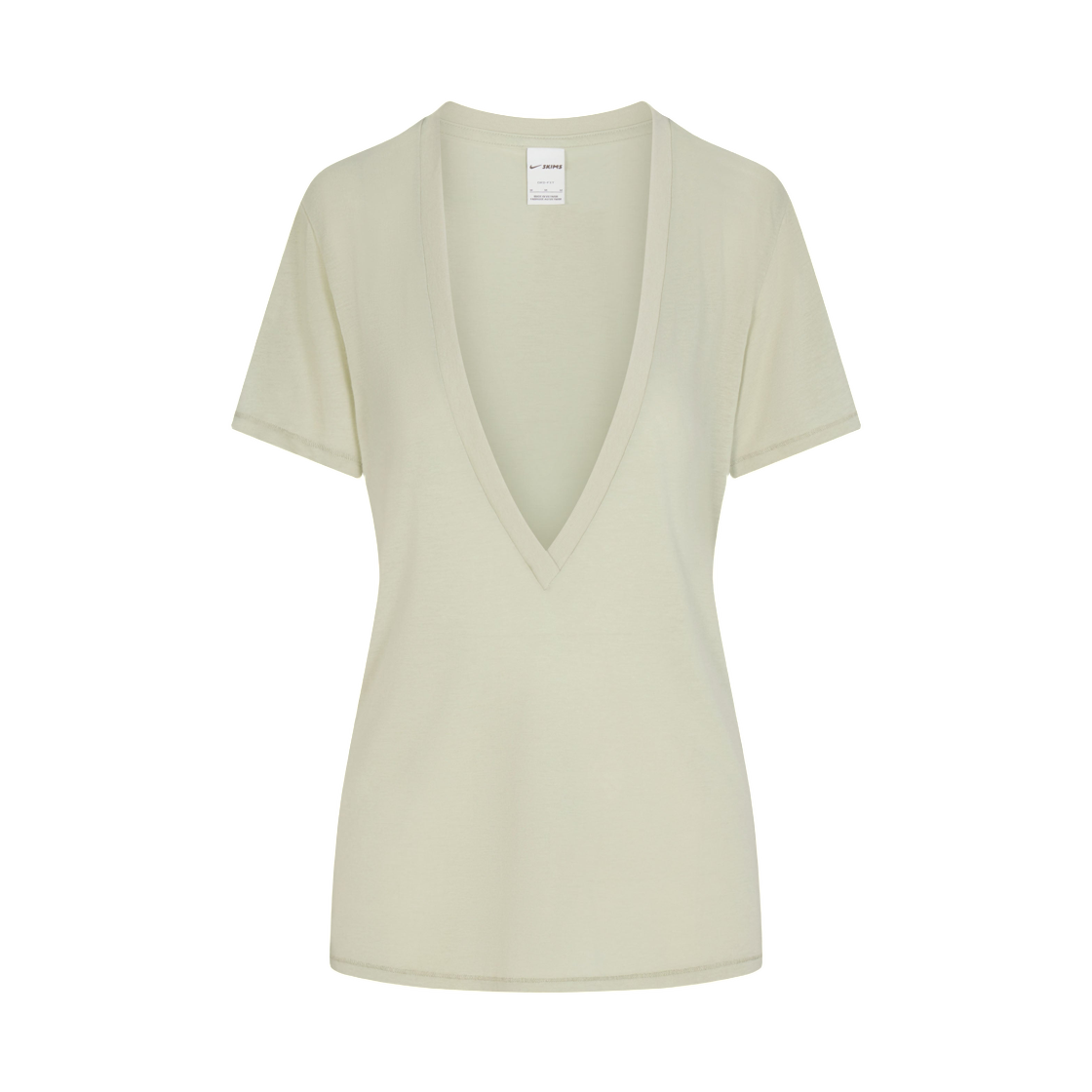 IV6868-379 (W) NikeSKIMS Performance Cotton Blend Short Sleeve V-Neck Top Talc
