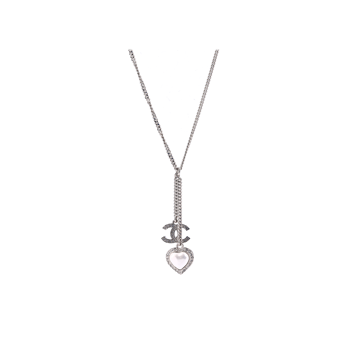 ITUU2LHV7OGT Chanel Necklace Metal Strass Silver Pearly White Crystal