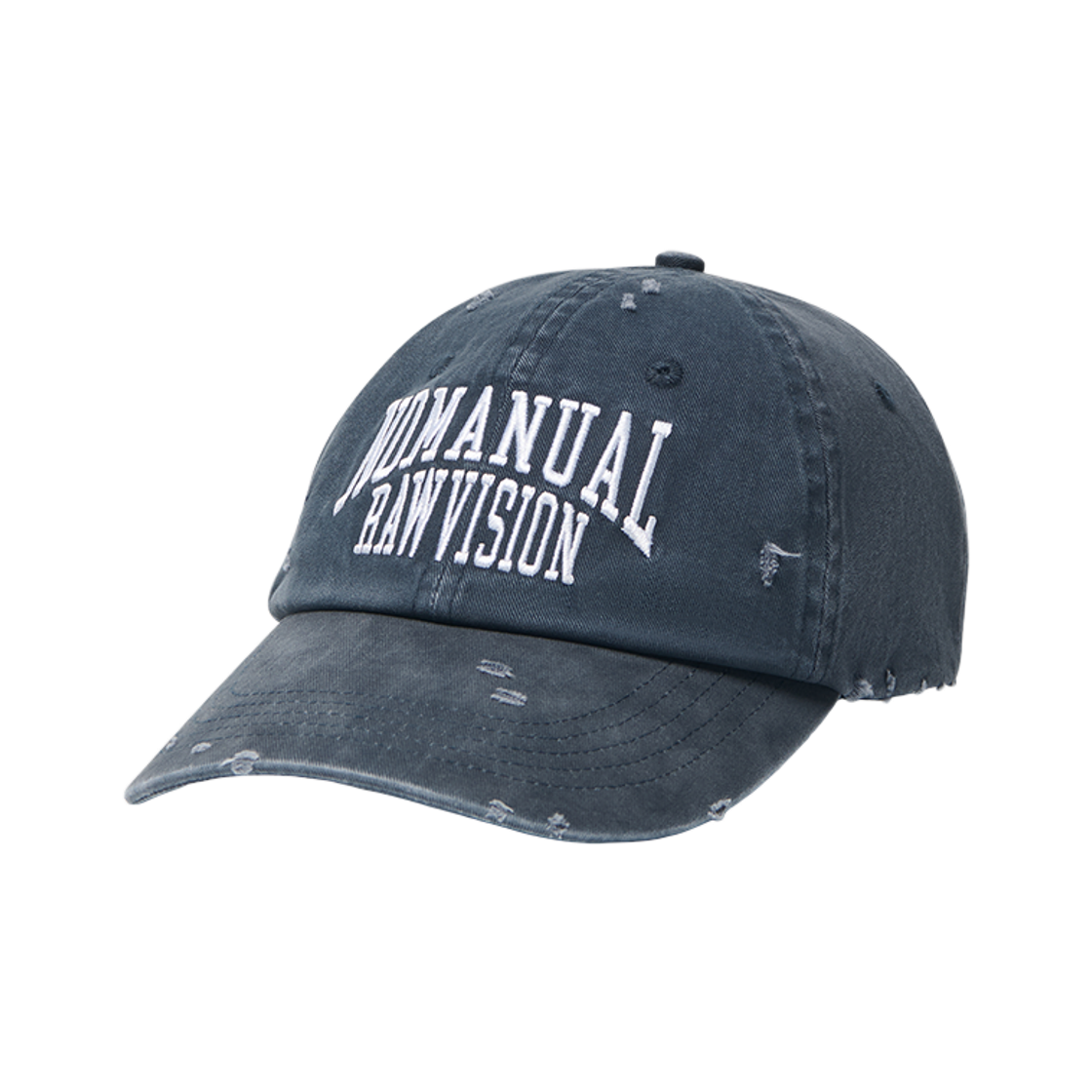 NMWF62HG10WNV NOMANUAL Raw Vision Damaged Ball Cap Washed Navy