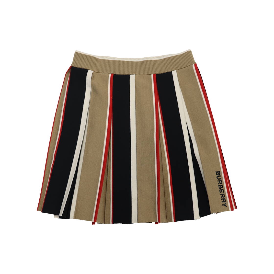 버버리 키즈 아멜리아 아이콘 스트라이프 울 니트 플리츠 스커트 아카이브 베이지 12Y(Burberry Kids Amelia Icon Stripe Wool Knit Pleated Skirt Archive Beige)