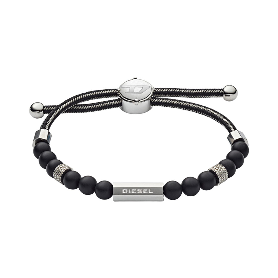 [20% 쿠폰] 디젤 Dx1151040 비디드 아게이트 브레이슬릿 블랙 실버([20% 쿠폰] Diesel Dx1151040 Beaded Agate Bracelet Black Silver) - 2