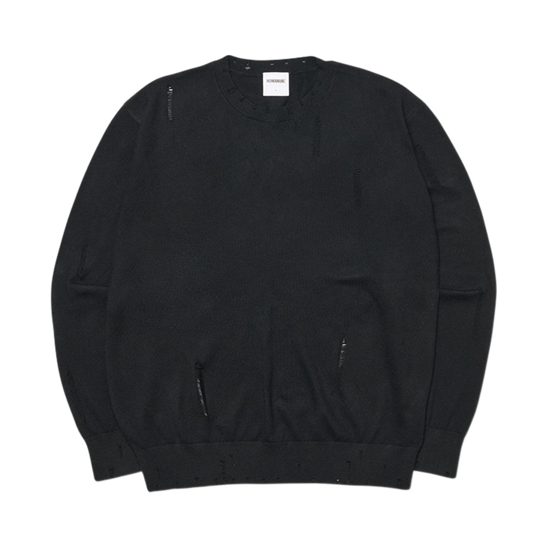 노매뉴얼 데미지드 울 니트 블랙(NOMANUAL Damaged Wool Knit Black)